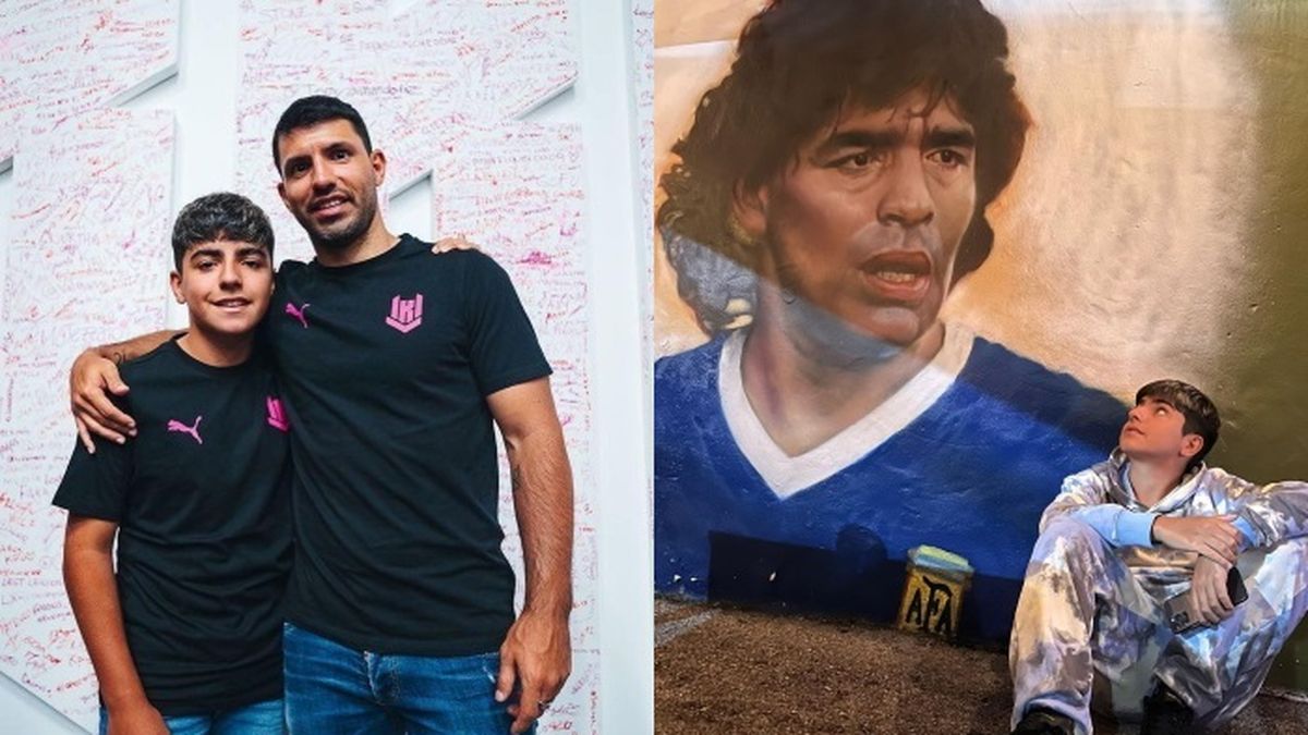 Benjamín Agüero, hijo de Gianinna Maradona y Sergio Kun Agüero, sigue los pasos de su abuelo y su padre: el fútbol profesional.