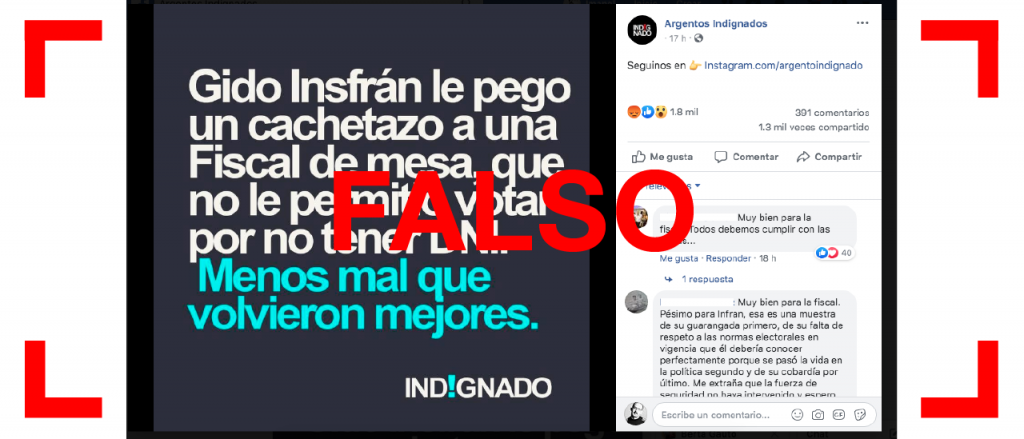 Es falso que Gildo Insfrán “le pegó un cachetazo” a una autoridad de mesa