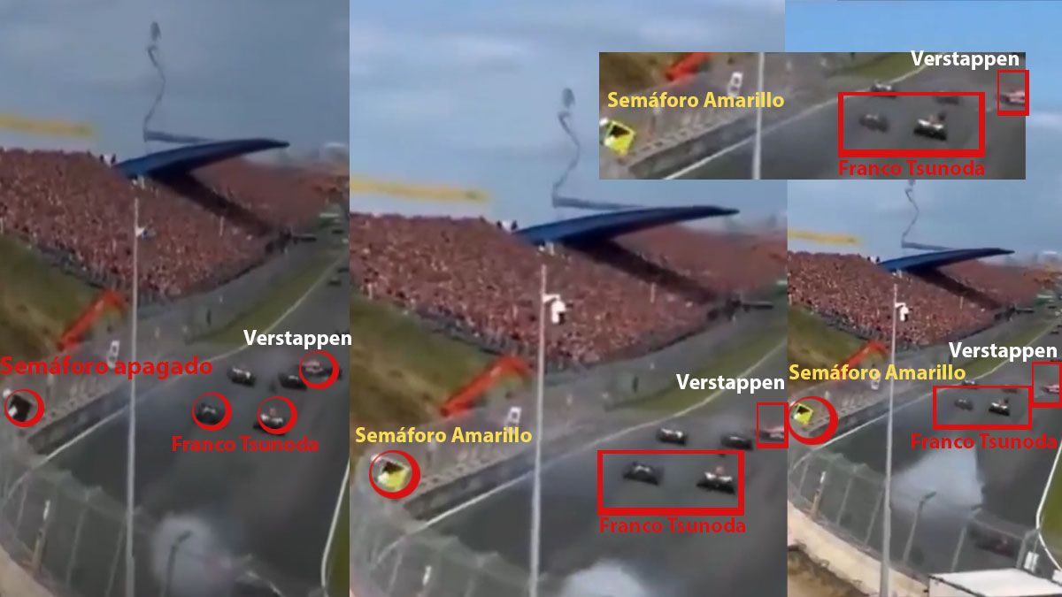 La secuencia del momento que provocó la polémica sanción a Franco Colapinto en el GP. de Países Bajos. (Foto: Captura de TV)