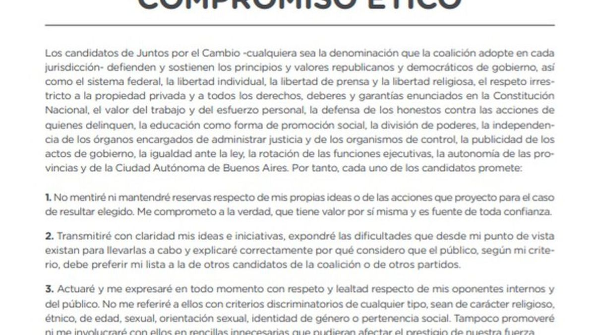 El manual de convivencia de Juntos por el Cambio.&nbsp;