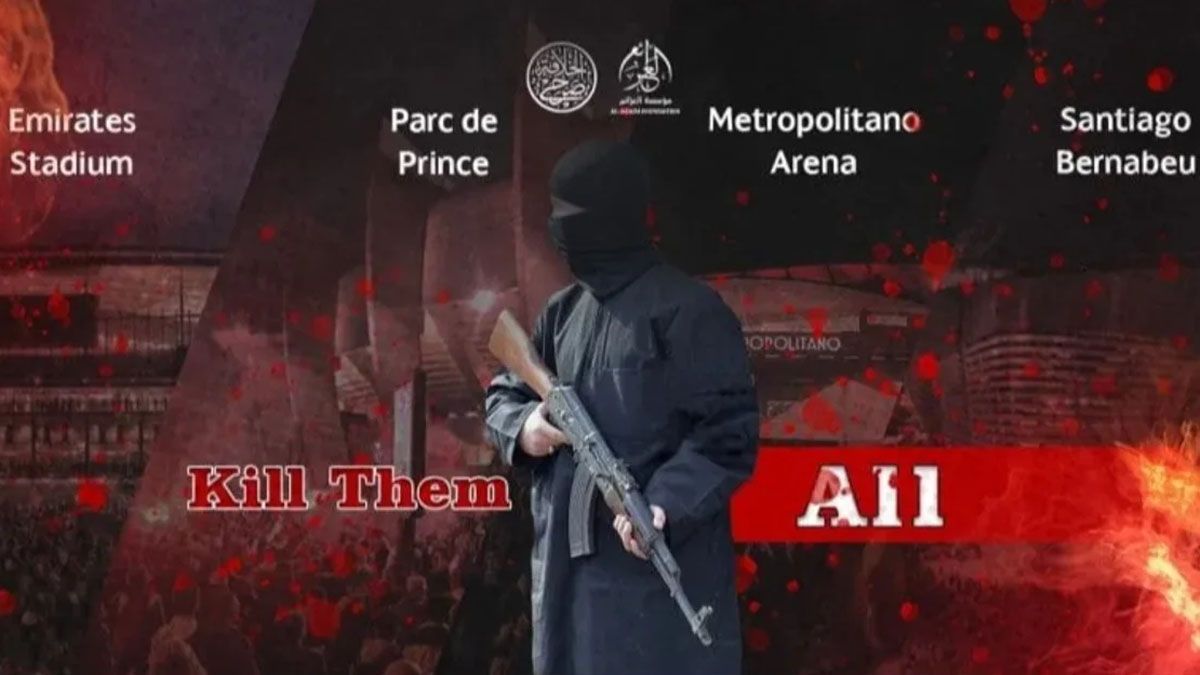 La amenaza de ISIS. Matar a todos los que vayan a los estadios de Londres, París y Madrid a ver los 4 partidos de la Champions League. (Foto: Gentileza Marca)