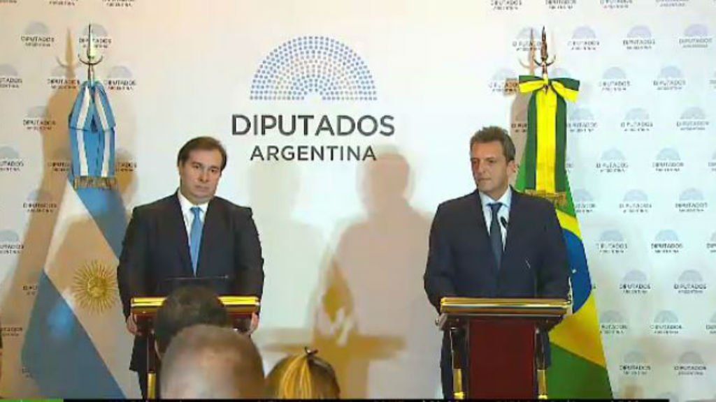 Sergio Massa recibió al presidente de la Cámara de Diputados de Brasil Rodrigo Maia y firmaron un acuerdo para trabajar en conjunto