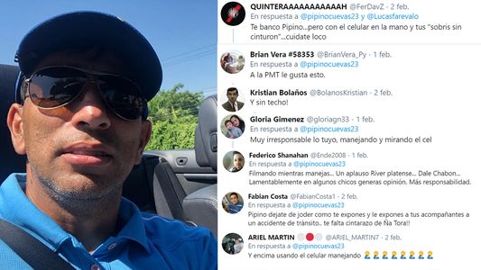 Escrachan a Pipino Cuevas por conducir en ruta filmándose con el celular
