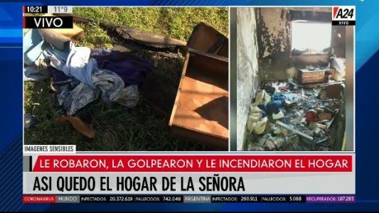 Le entraron a robar, la golpearon, la ataron y la prendieron fuego