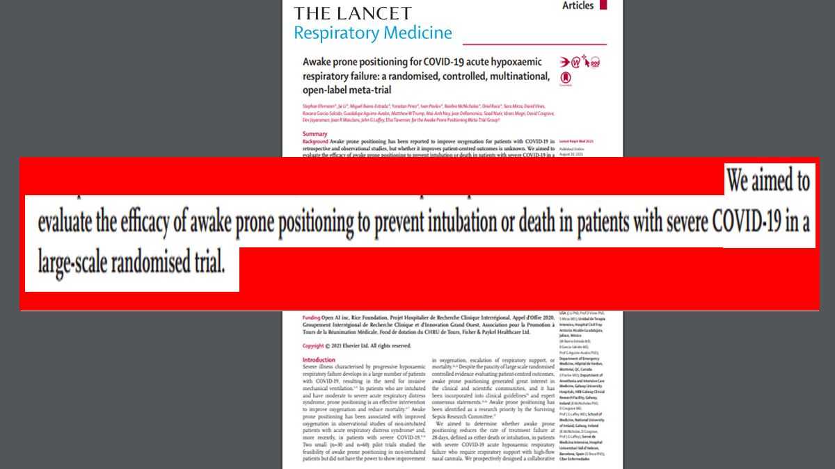 Un artículo científico demuestra que a pacientes graves por Covid-19 en terapia intensiva los favorece estar colocados boca abajo, para mejorar su estado y evitar el riesgo de intubaciones (Foto: The Lancet)