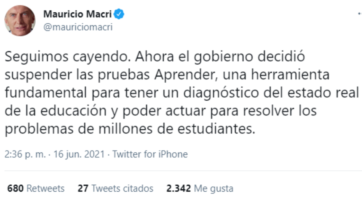Seguimos cayendo: la oposición cruzó al Gobierno por las pruebas Aprender