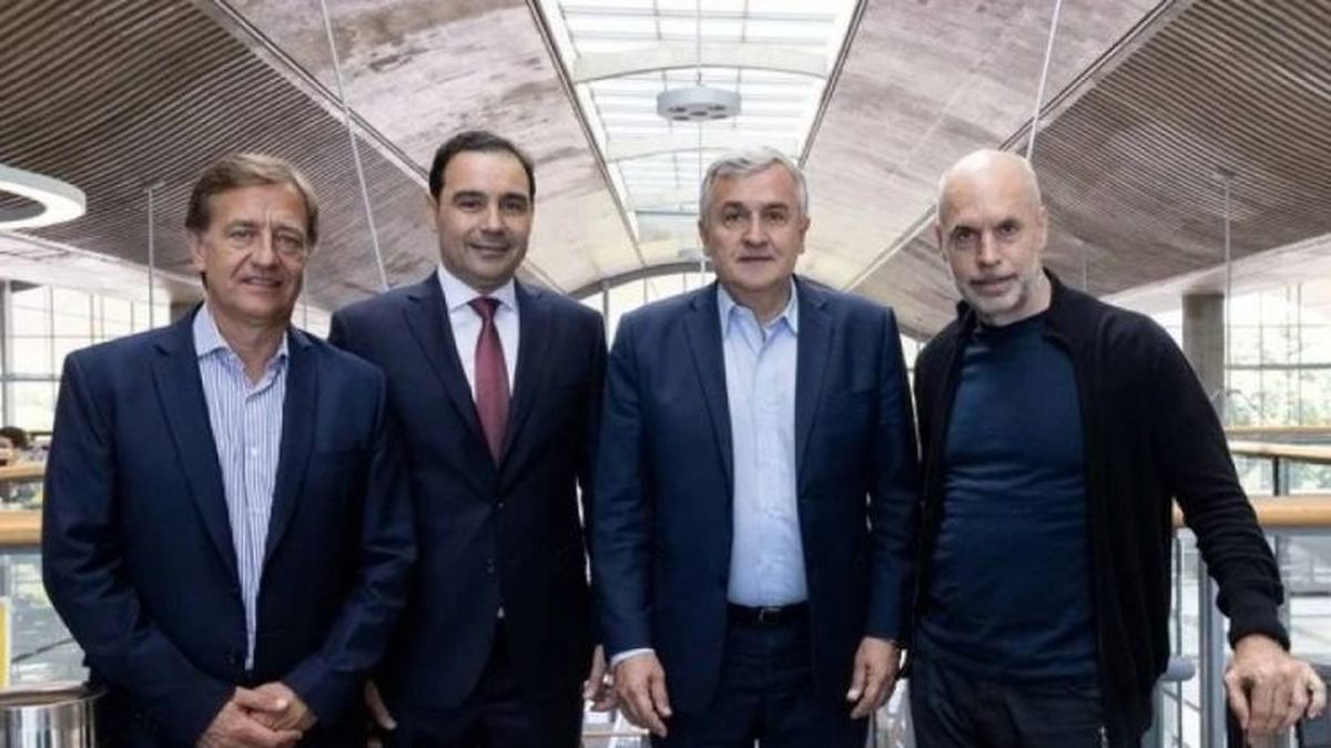 Horacio Rodríguez Larreta, y los gobernadores de Mendoza, Rodolfo Suárez; de Corrientes, Gustavo Valdés, y de Jujuy, Gerardo Morales