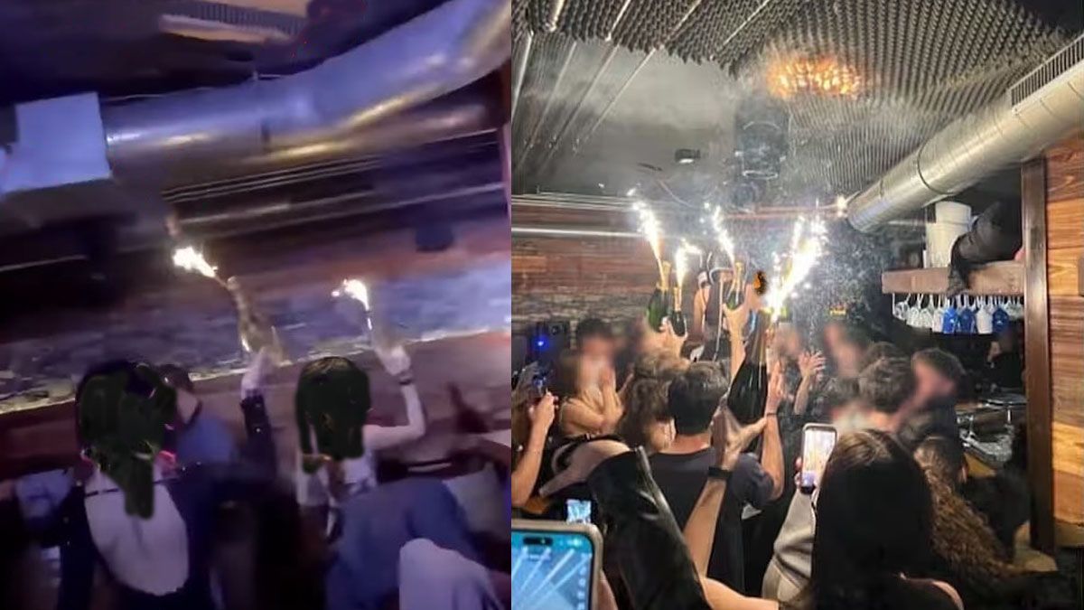 La imagen previa y una de las primeras con el inicio del fuego que sería el catalizador de la tragedia. (Foto: A24.com)