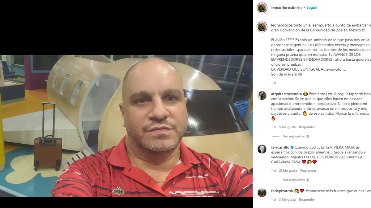 Uno de los posteos más recientes: Cositorto usa las redes para dar su versión de los hechos. (Foto Instagram @leonardocositorto)