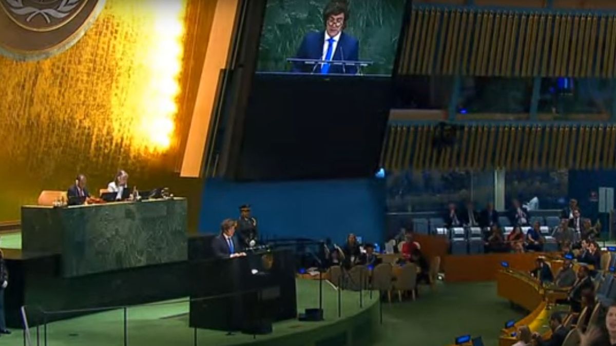 Javier Milei, ante la Asamblea General de la ONU. (Foto: Captura de TV)