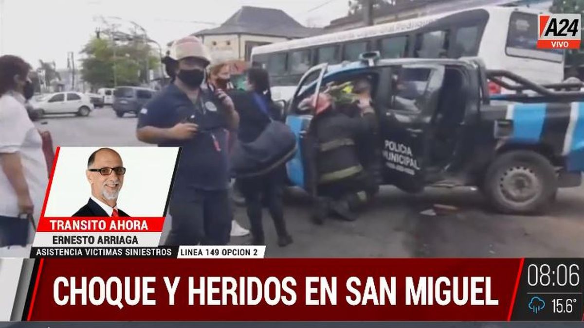 Impresionante choque múltiple con heridos en San Miguel. (Captura de Tv)
