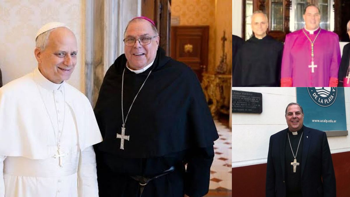 León XIV, cuando era el padre Robert Prevost, con su amigo, Monseñor Alberto Germán Bochatey , obispo auxiliar de La Plata. Ya como Santo Padre, se reunieron en El Vaticano. (Foto: A24.com)