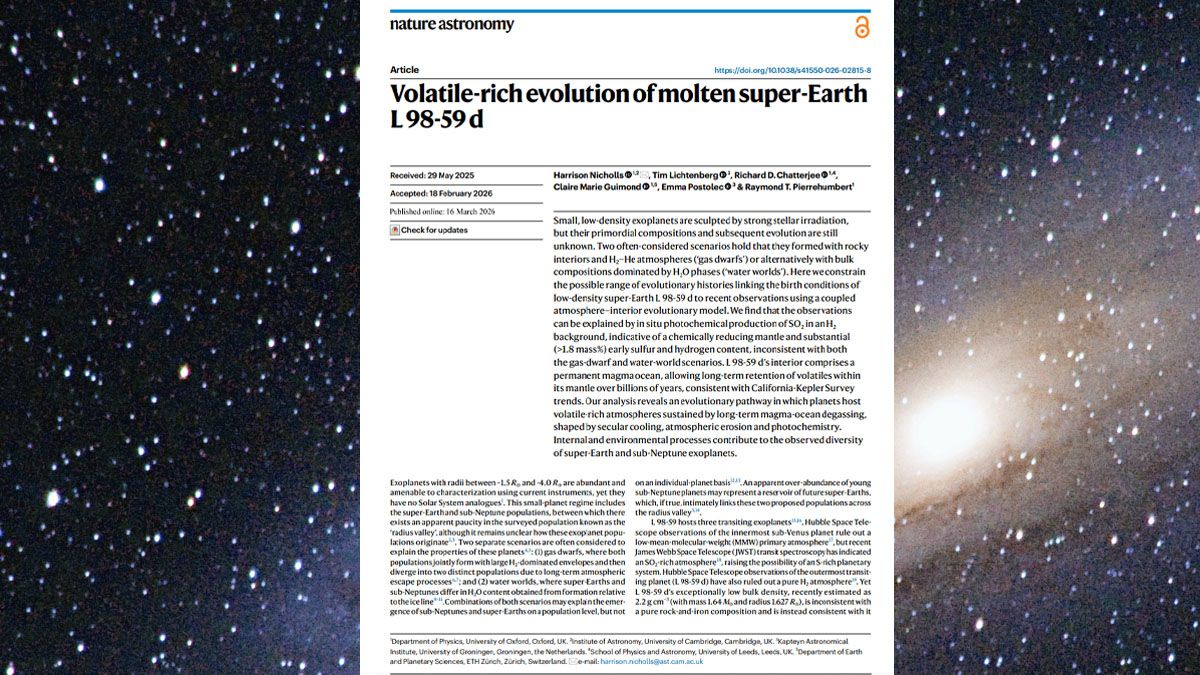 La revista especializada que dio a conocer el hallazgo de un exoplaneta por parte de la NASA. (Foto: Nature Astronomy)
