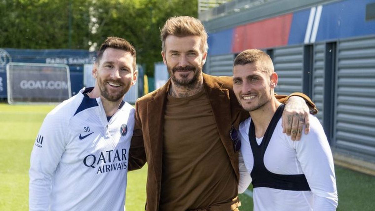 Entrenamiento del PSG: Lionel Messi se fotografió con Beckham y su compañero italiano Marco Verrati (Foto: Instagram PSG). 