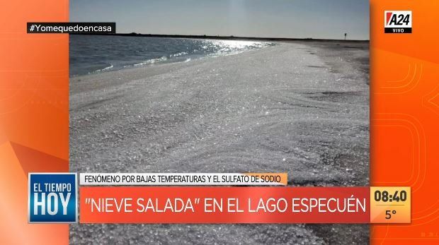 El lago Epecuén se llenó de un manto de sal que cubrió la costa