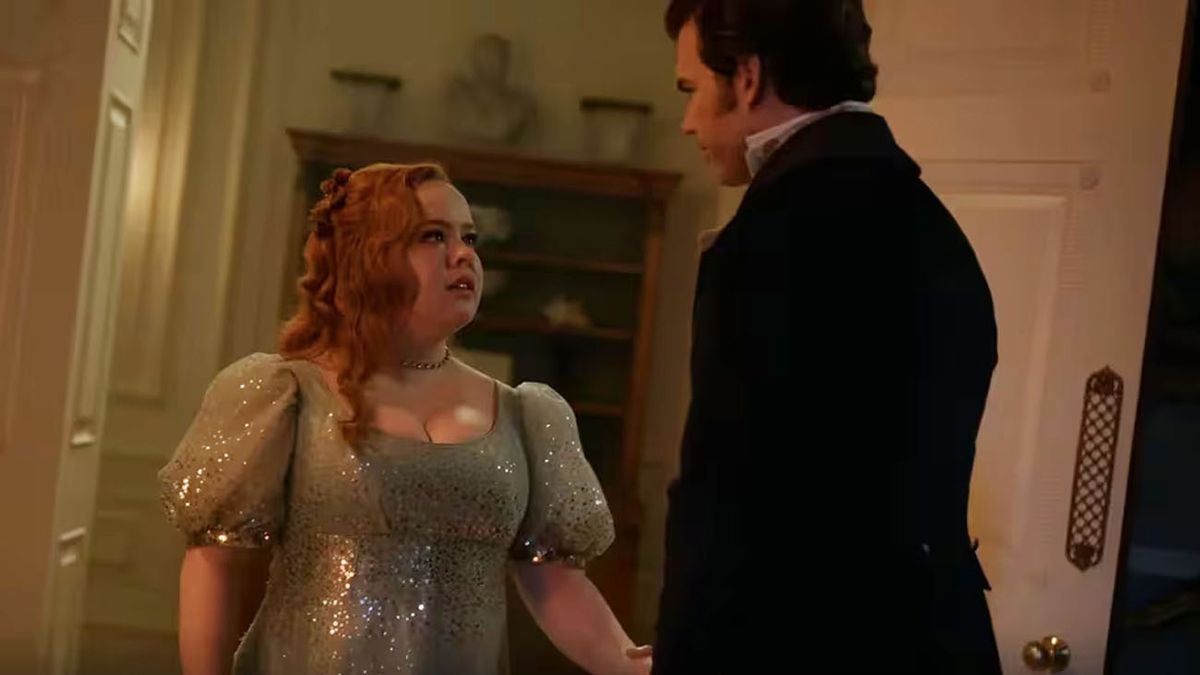 Penelope Featherington y Colin Bridgerton, encarnados por los actores Nicola Coughlan y Luke Newton. (Foto: captura)