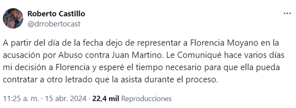 Roberto Castillo renunció a la defensa de Flor Moyano en la causa ...