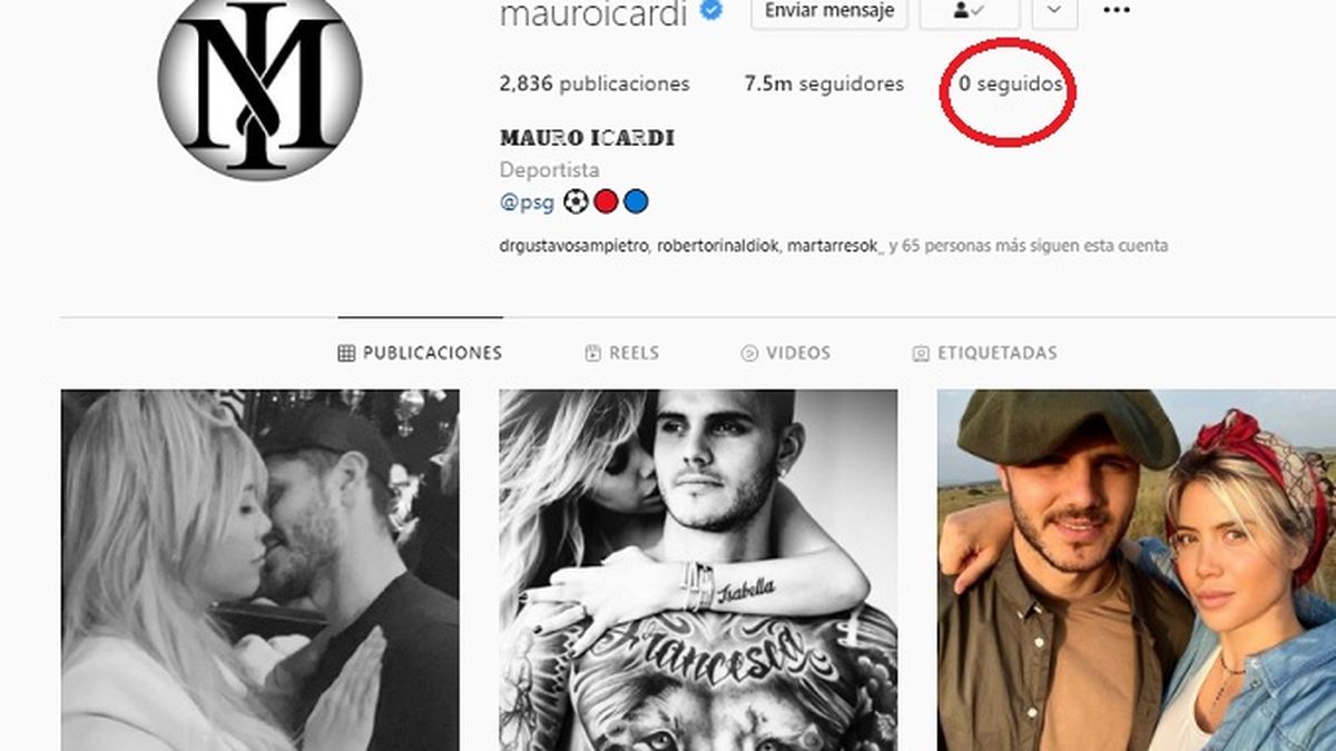 Mauro Icardi dejó de seguir a Wanda Nara en su cuenta de Instagram. Ya había eliminado a todos sus contactos. Ahora también la limpió a ella.