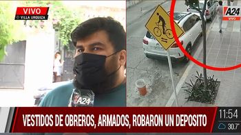 Villa Urquiza: violento robo en un depósito de logística. (Captura de Tv)
