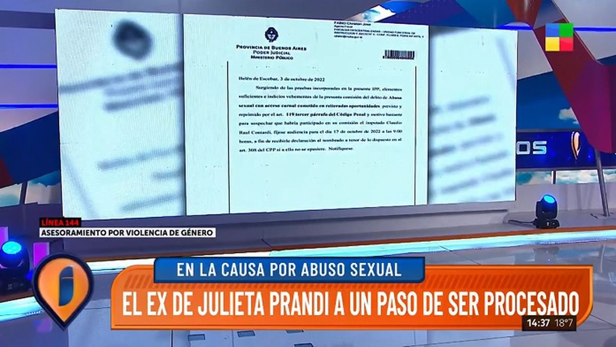 Desde Intrusos (América TV), informaron que el ex de Julieta Prandi, Claudio Contardi, fue citado a indagatoria judicial por la causa de abuso sexual por la que podría ir preso entre 20 y 25 años. 