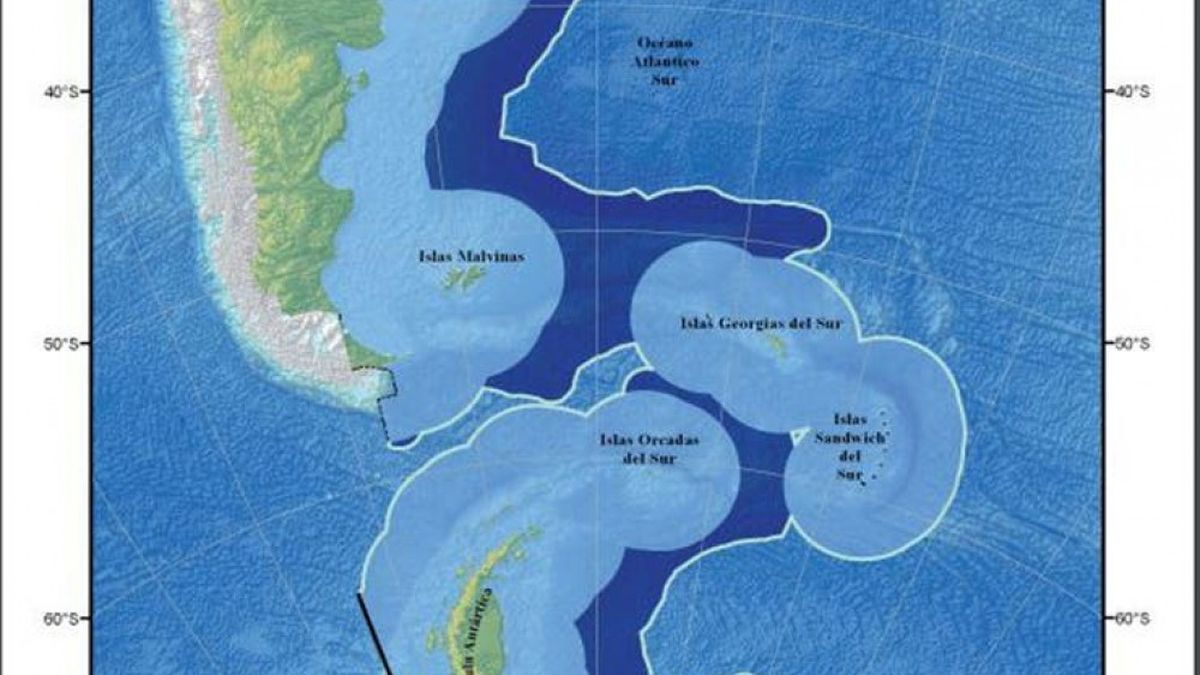Mapa bicontinental de la Argentina.