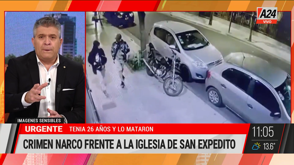 Así fue el crimen narco frente a la iglesia de San Expedito. (Captura de Tv)