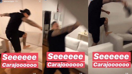 Alocado festejo de Alex Caniggia por el triunfo de su hermana