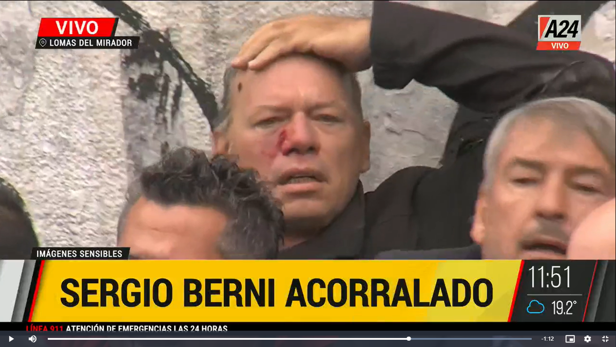 Crimen del colectivero: Sergio Berni fue agredido por compañeros del chofer asesinado