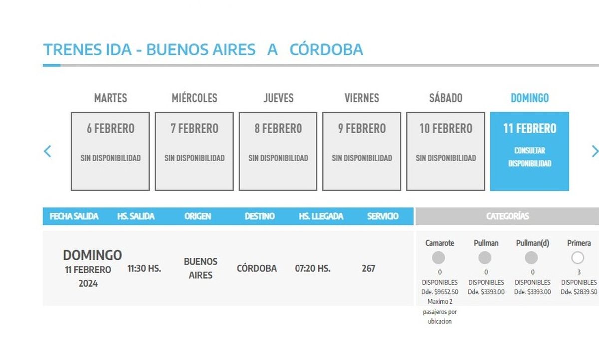 Se registraba este viernes por la mañana una gran demanda de pasajes a Córdoba en la semana previa en la que se desarrolla el Cosquín Rock (Foto: Trenes Argentinos).