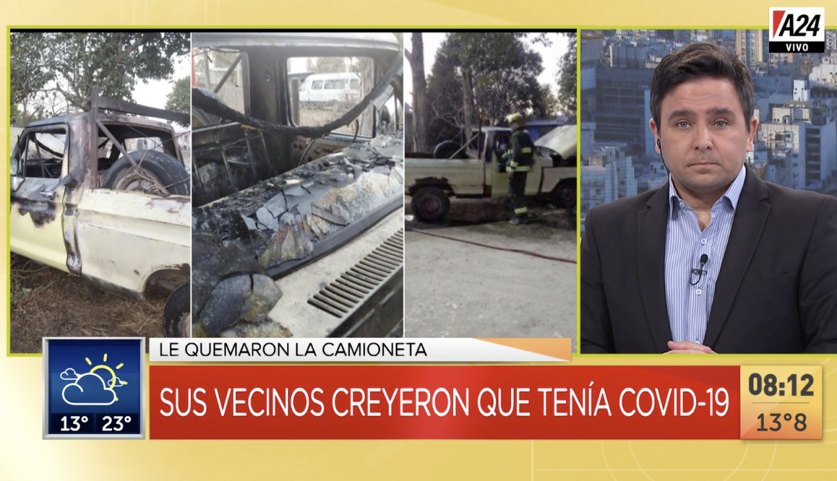 Vecinos descontrolados: En Córdoba le quemaron la camioneta a un fletero porque creían que tenía Covid-19