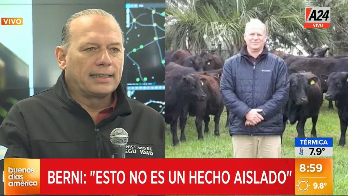 Sergio Berni habló en conferencia de prensa y responsabilizó a la Justicia por la muerte del empresario Andrés Blaquier.(Foto: Captura TV)&nbsp;