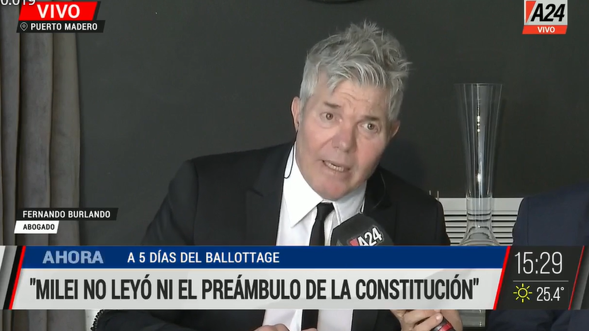 FernandoBurlando apoya a Sergio Massa en el balotaje. (Foto: captura A24)
