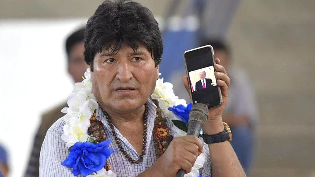 Robaron el celular de Evo Morales en Bolivia en un acto oficial del MAS (Foto: Gentileza Canal C)
