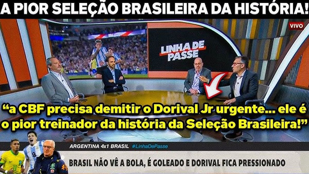 Las críticas sin piedad por el mal desempeño de la selección brasileña y la duda por el técnico tras la goleada propinada por la Scaloneta. (Foto: Captura de TV)