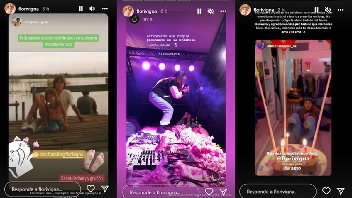 Curiosamente Flor Vigna reposteó varios saludos de cumpleaños, no así el de su novio Luciano Castro. ¿Está todo bien entre ellos?