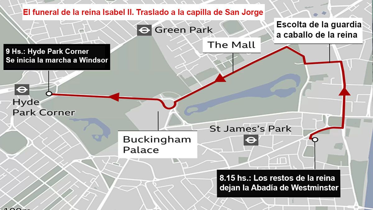 El recorrido del ataúd de la reina Isabel II, por última vez por las calles de Londres, colmadas de gente para despedirla (Foto: Archivo)