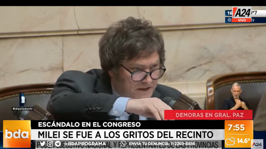 Video: Javier Milei explotó luego de que lo tildaran de ñoqui y Cecilia Moreau retó a Máximo Kirchner