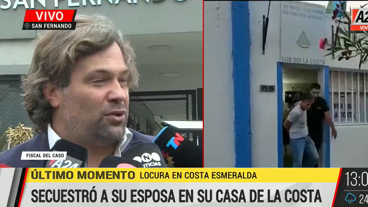 La amenaza del hombre que mantuvo cautiva a su pareja porque lo quería dejar. (Foto: Captura A24)&nbsp;