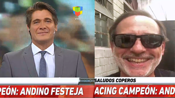 Racing Campeón: Francella, Luis Otero y el Chango Cárdenas, compartieron su alegría con Guillermo Andino