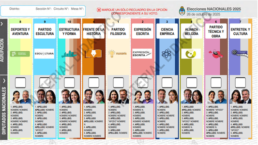 La Justicia aprobó el modelo base de la Boleta Única que se utilizará en las elecciones nacionales del 26 de octubre