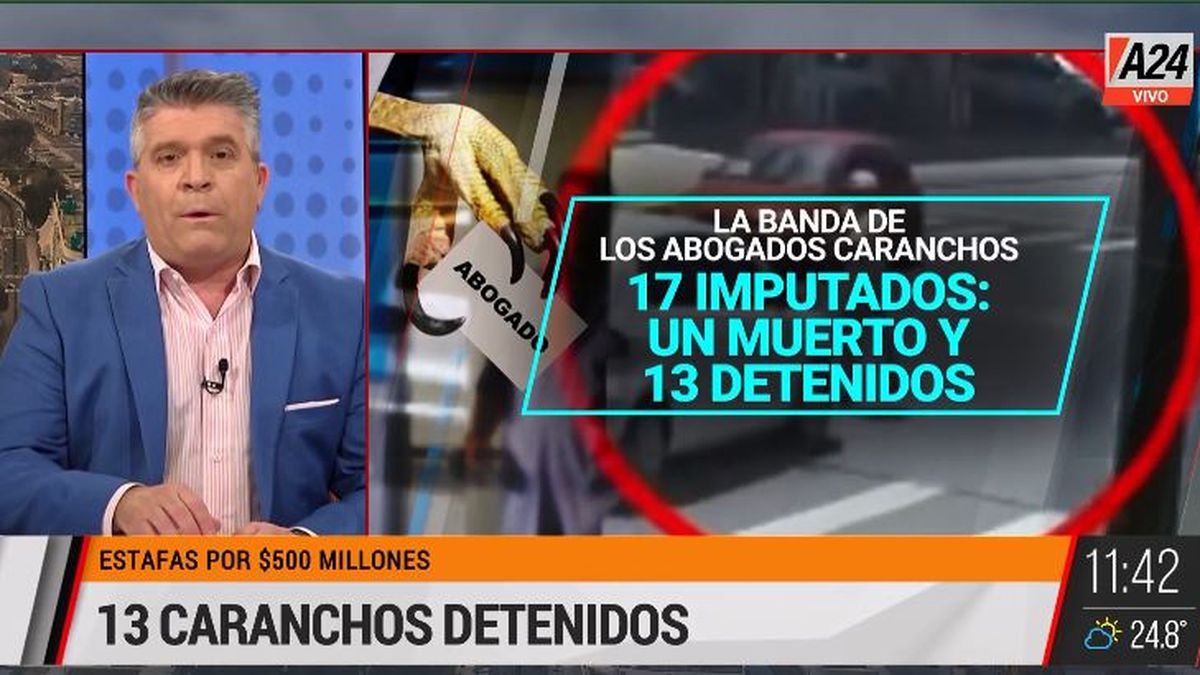 Cayó la banda de abogados caranchos: 13 detenidos y 3 prófugos. (Captura de Tv)