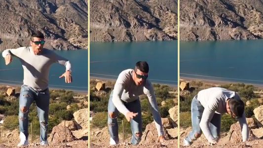 Cristian U. se resbaló en una montaña y casi cae al vacío