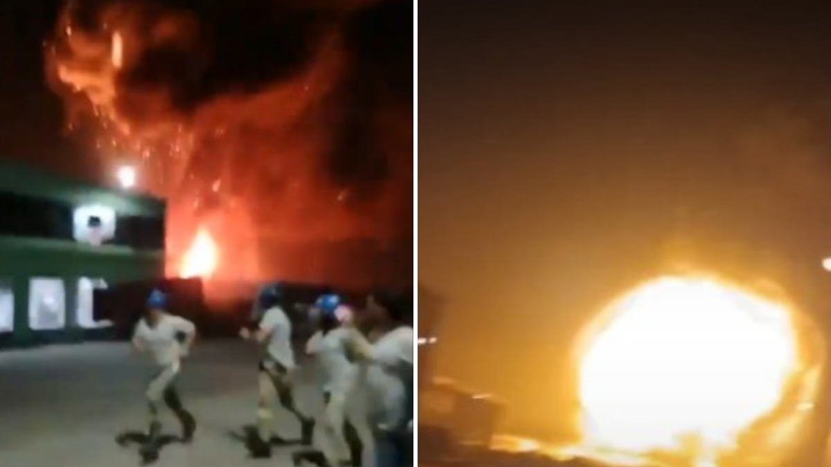 Explosión en Ezeiza: el momento en que operarios de una fábrican corren tras la detonación.