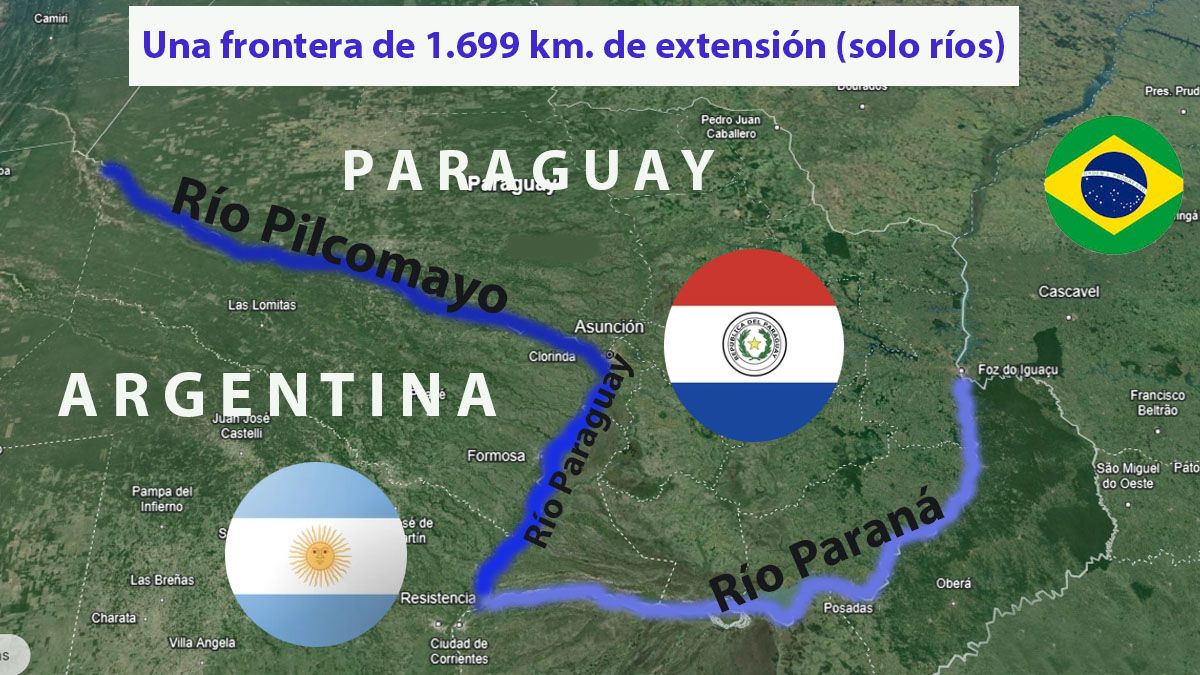Tres ríos marcan la frontera de 1.699 km. entre la Argentina y Paraguay. (Foto: A24.com)