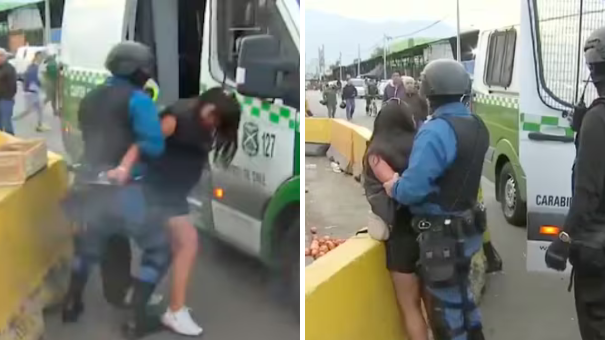 Una mujer le sacó el arma a un guardia y&nbsp; baleó a tres personas en un supermercado en Chile (Foto: captura TVN).