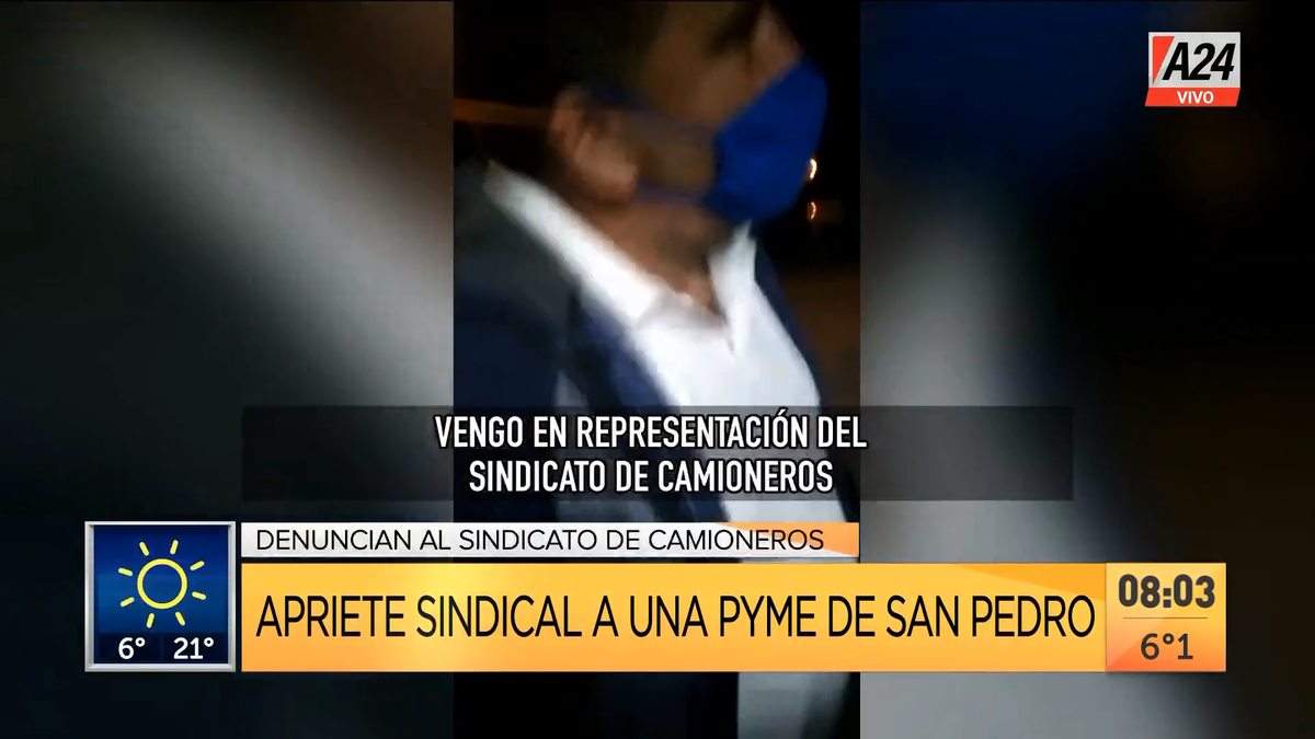 Así gremialistas aprietan a una empresa Pyme en San Pedro. (Captura de Tv)