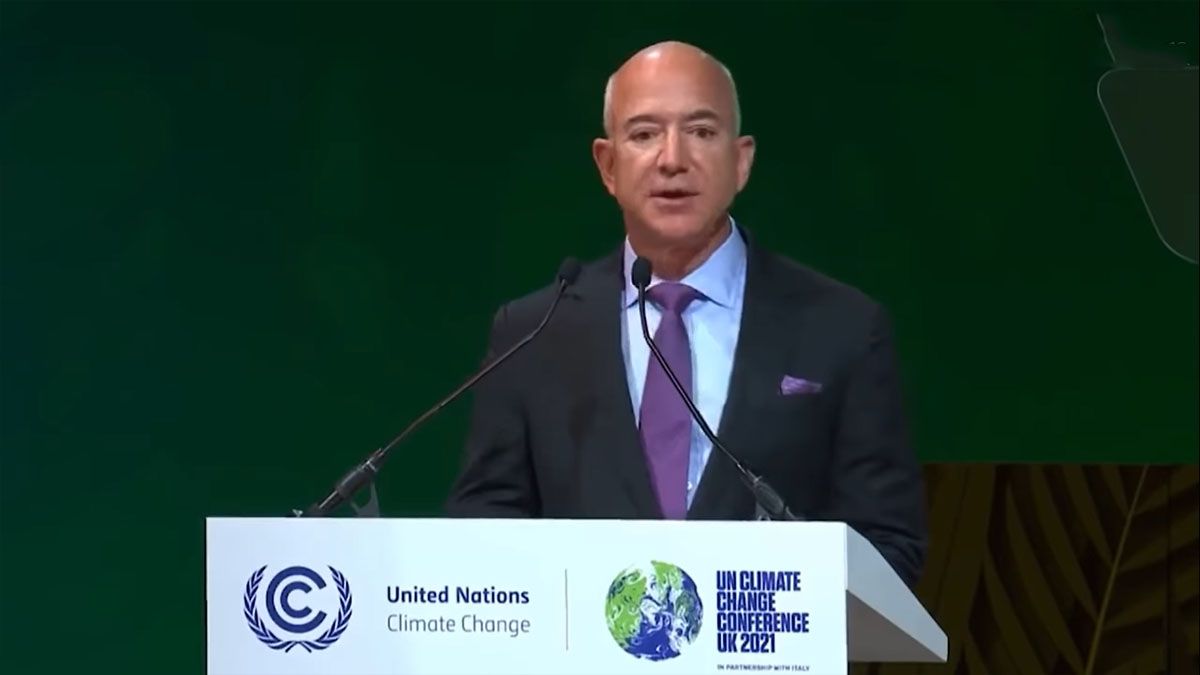 Bezos anunció su compromiso multimillonario en dólares para la preservación del planeta (Foto: COP26)