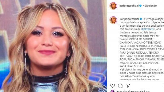 El mensaje de aceptación de Karina: Ayer leí mensajes que me decían ´chancha´, ´gorda de mier...´