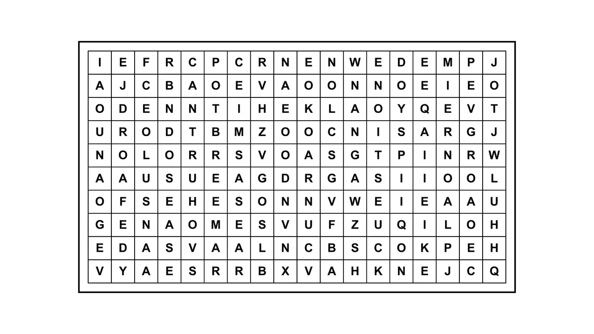 Encontrá la frase escondida en una sopa de letras con letras dispersas en una matriz
