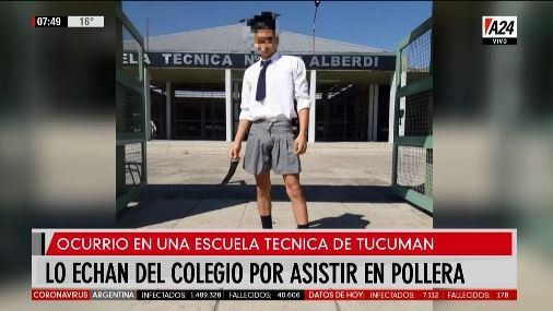Tucumán: un alumno fue echado de un colegio por usar pollera